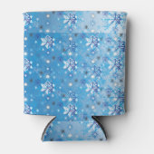 複雑な青と白の星と雪 缶クーラー (正面)