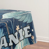 複雑な青と緑の植物学 – 星空の濃い青 テーブルクロス (インサイチュ)