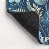 複雑な青と緑の植物学 – 星空の濃い青 マウスパッド (コーナー)