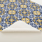 複雑な青色の金ゴールドホワイトモロッコアラベスクオギー シェルパブランケット (3/4)