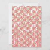 複雑な鮮やかフローラパットを特徴とするピンクの織物 招待状 (裏面)