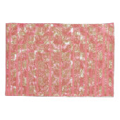 複雑な鮮やかフローラパットを特徴とするピンクの織物 枕カバー (裏面-左)