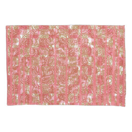 複雑な鮮やかフローラパットを特徴とするピンクの織物 枕カバー