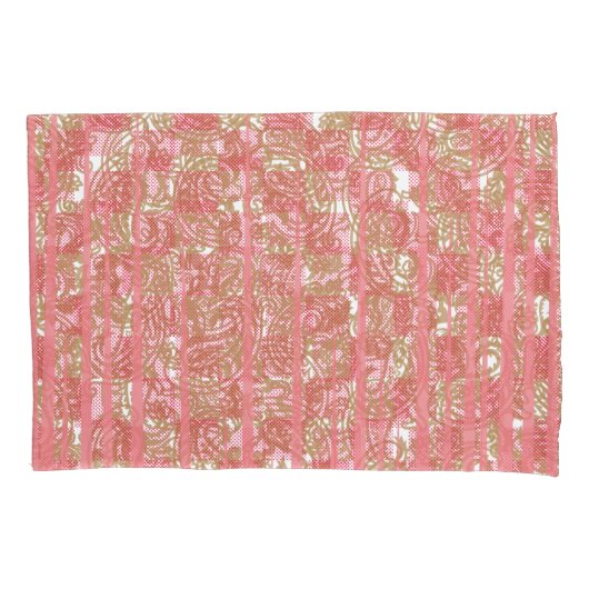 複雑な鮮やかフローラパットを特徴とするピンクの織物 枕カバー (正面左)
