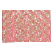 複雑な鮮やかフローラパットを特徴とするピンクの織物 枕カバー (正面右)