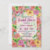 複雑な鮮やかフローラボホブライダルシャワー 招待状 (正面)
