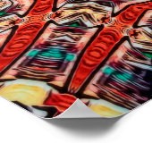 複雑な鮮やか万華鏡スターバストパターン ポスター (角)