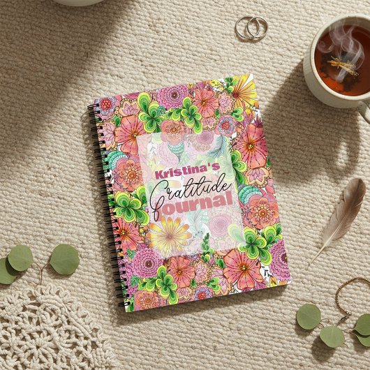 複雑な鮮やか手芸術的引き花模様 ノートブック