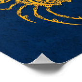 複雑な黄色がん〔占星術の〕十二宮図オンブルー ポスター (角)