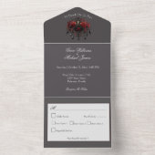 複雑な黒いゴシック様式のシャンデリアオールインワン オールインワン招待状 (内側)