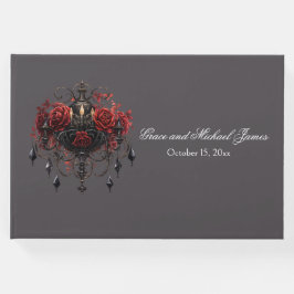 複雑な黒いゴシック様式のシャンデリア結婚ズ ゲストブック