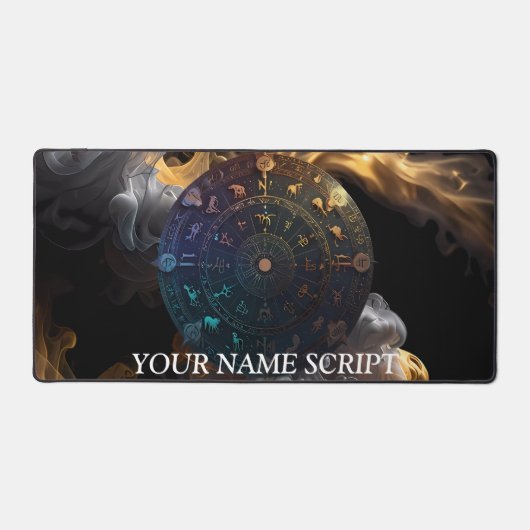 複雑な〔占星術の〕十二宮図ディスクアストロロジーアート&デコル デスクマット (正面)