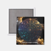 複雑な〔占星術の〕十二宮図ディスクアストロロジーアート&デコル マグネット (正面/裏面)