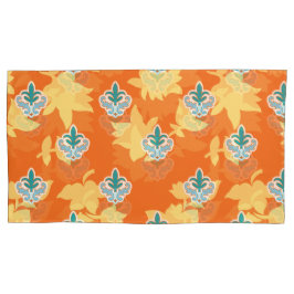 複雑なblを特徴とする明るいオレンジ色のファブリックデザイン 枕カバー