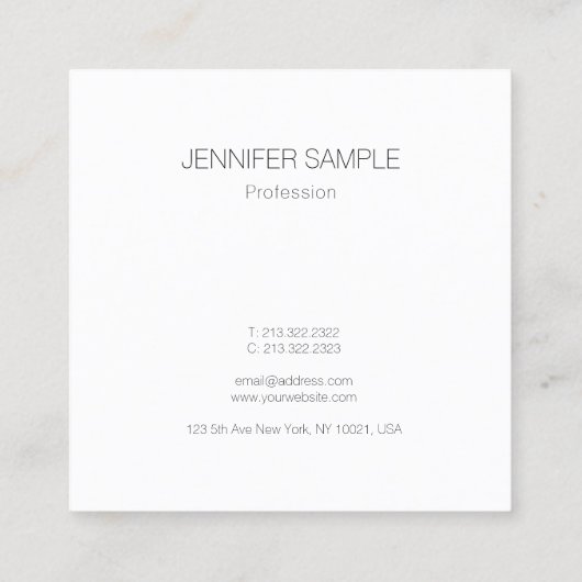 複雑にされるモダンな最小主義のエレガントなテンプレート スクエア名刺 (裏面)