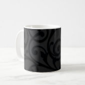 複雑に渦巻く黒い抽象芸術パターン コーヒーマグカップ (正面左)