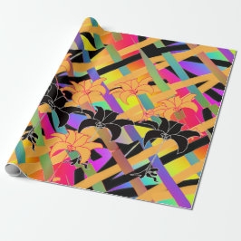 複雑に織り交ぜられた花模様 ラッピングペーパー