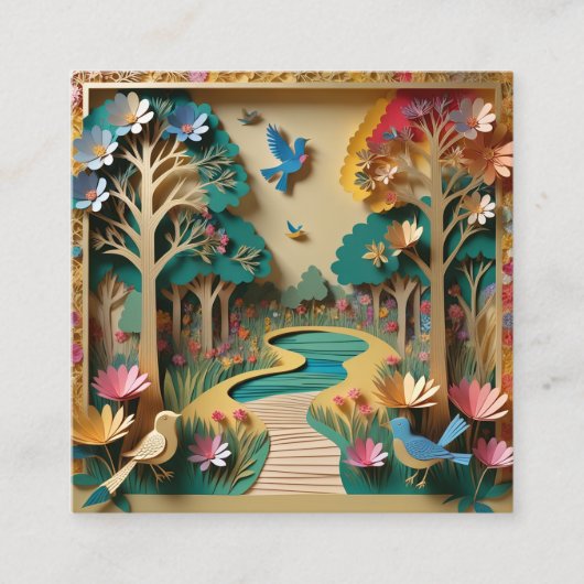 複雑に詳細な金ゴールドカラー3D紙パック スクエア名刺 (正面)