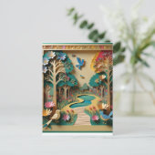 複雑に詳細な金ゴールドカラー3D紙パック ポストカード (スタンド正面)