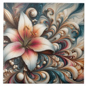 複雑エレガントな渦巻きと模様の間のユリ タイル (正面)