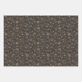 複雑エレガントな金ゴールドの花離れ柄 ラッピングペーパーシート (正面2)