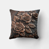 複雑エレガントな革のブロンズバラ クッション (裏面)