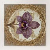 複雑エレガントな黄金の枠の蘭 ジグソーパズル (横)