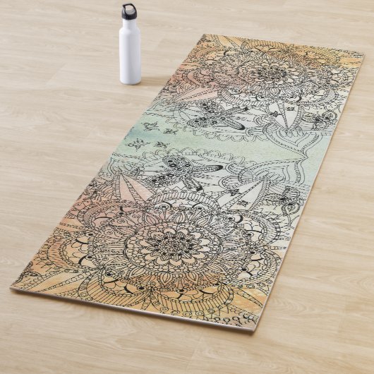 複雑モダンカラフルなマンダラバタフライ ヨガマット (インサイチュ)