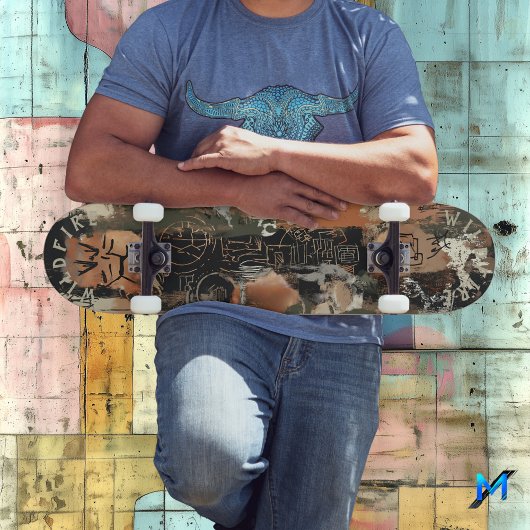 複雑素朴な落書き線の抽象芸術 スケートボード