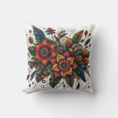 複雑鮮やかなパターンのフローラ爆発 クッション (正面)