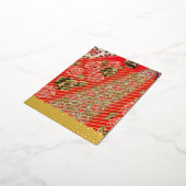 複雑鮮やかなフローラと 箔シーズンポストカード (回転した状態)