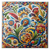 複雑鮮やかなフローラタイルデザイン タイル (正面)