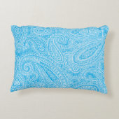 複雑鮮やかな模様を織り込んだ青い織物 アクセントクッション (裏面)