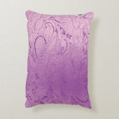 複雑鮮やかな紫色の織物デザイン アクセントクッション (裏面(縦))