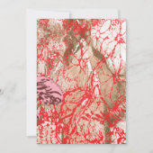 複雑鮮やかな花を特徴とする赤い織物デザイン 招待状 (正面)
