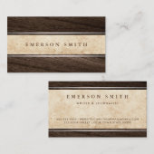 褐エレガント木ヴィンテージ羊皮紙老紙 名刺 (正面/裏面)