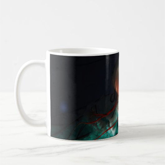 褐緑色クラゲ コーヒーマグカップ (左)
