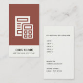 褐色さび計算機モダンアイコン会計税 名刺 (正面/裏面)