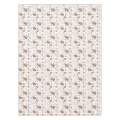 褐色と白の茶色のイースターバニストライプのー テーブルクロス (正面)