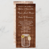 褐色の田舎臭いメイソンの瓶結婚式 プログラム (正面/裏面)