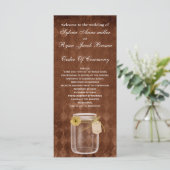 褐色の田舎臭いメイソンの瓶結婚式 プログラム (スタンド正面)