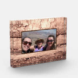 褐色ベピモダンア焦げオレンジ色の花崗岩 フォトブロック