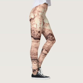 褐色ベピモダンア焦げオレンジ色の花崗岩 レギンス