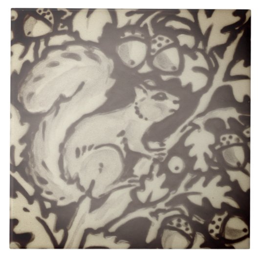 褐色リスタンフローラの葉の森の風景 タイル (正面)