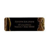 褐色及び金ゴールド酸差出人住所ラベル ラベル (正面)