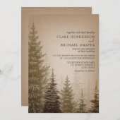 褐色常緑樹素朴結婚式招待状 招待状 (正面/裏面)