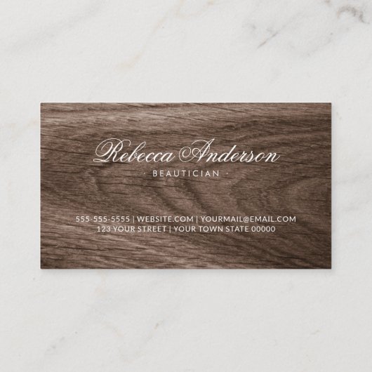 褐色木材フェミニンエレガントプロフェッショナル 名刺 (裏面)