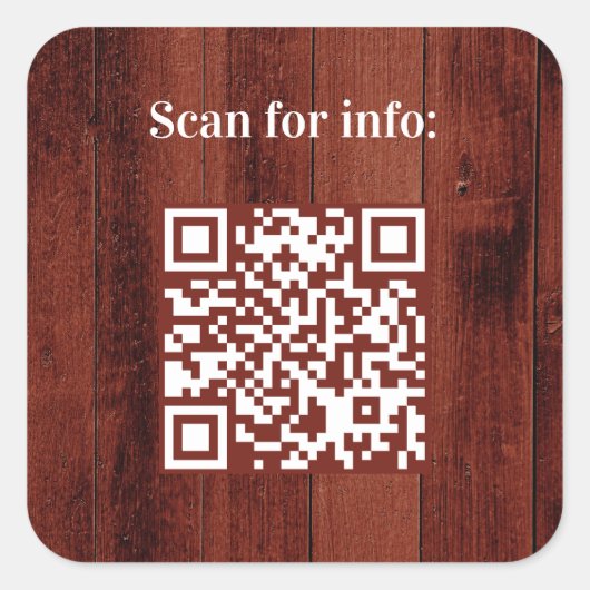 褐色木材QRコード スクエアシール (正面)