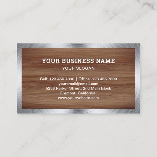 褐色木目手利人修理工具電気技師 名刺 (裏面)