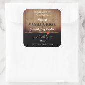 褐色木目製品包装ラベルハート スクエアシール (バッグ)